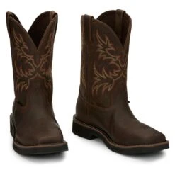 Men's Justin Original Work Boots 11" Driller Square Toe Steel Toe -Boots Sale Store 6 650 justin original work boots 11 driller square toe steel toe rugged tan