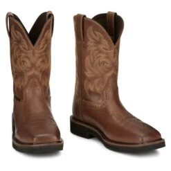 Men's Justin Original Work Boots 11" Handler Square Toe Composite Toe -Boots Sale Store 6 650 justin original work boots 11 handler square toe composite toe tan tail